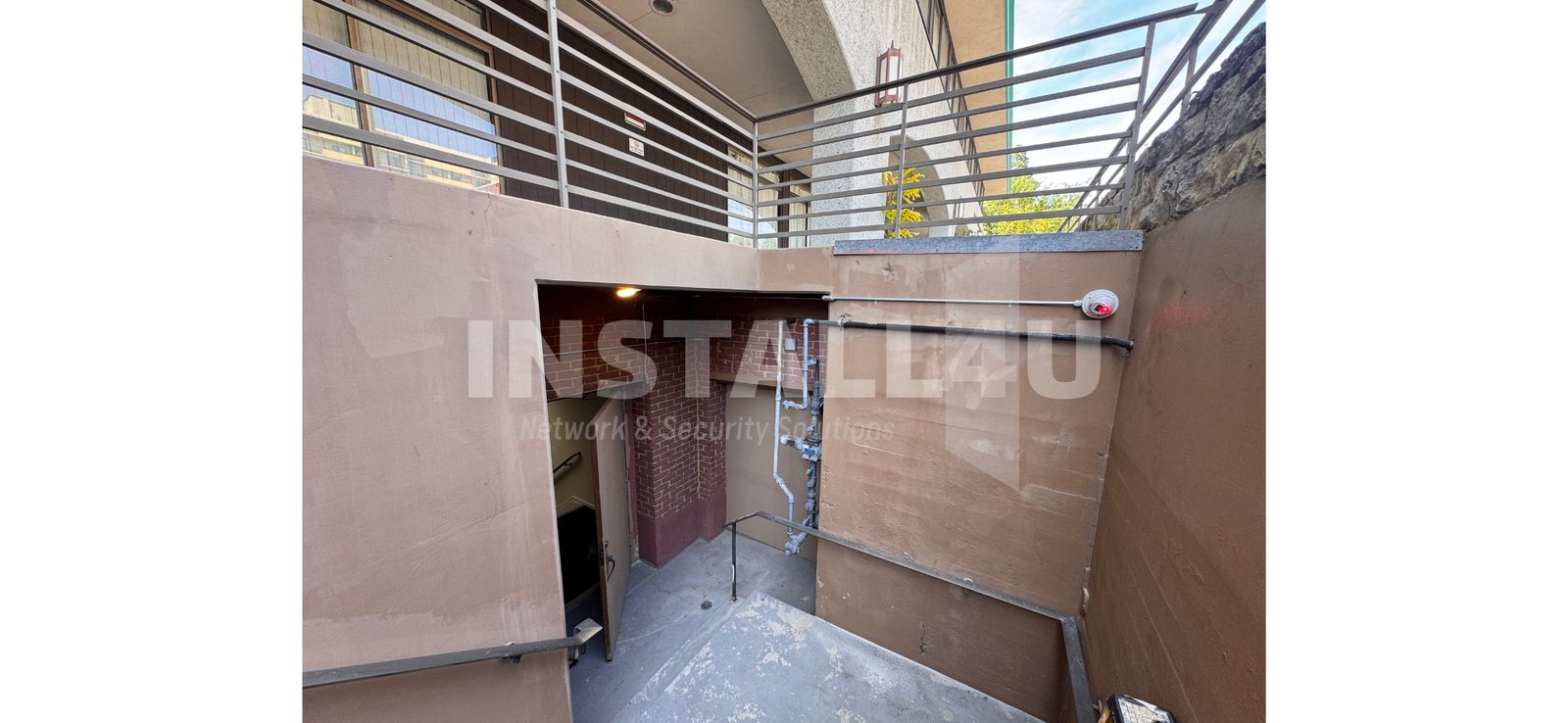 Commercial build-out in progress with cabling and cameras going in