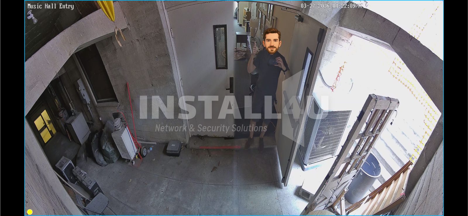 Music hall entry security camera coverage