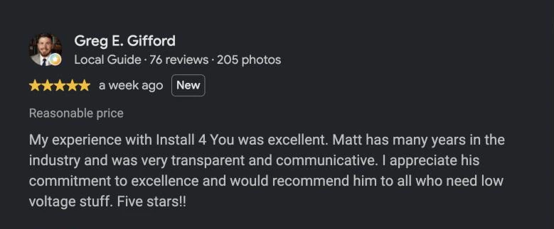 Five-star Google review from Greg E. Gifford