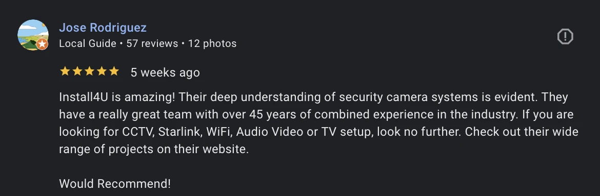 Five-star Google review from Jose Rodriguez
